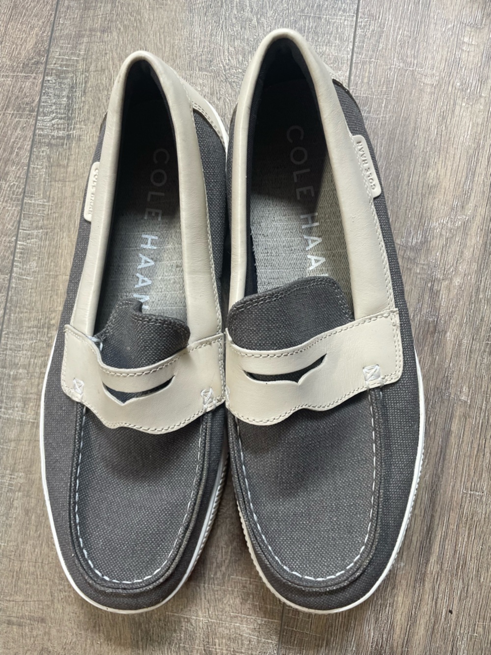 Cole Haan Gray Canvas Penny Loafer Boat Shoes - Size 8
